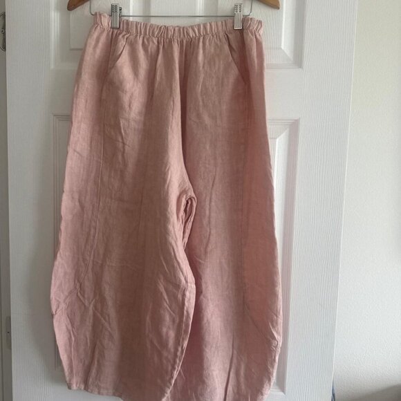 Italian Linen Two-Piece Set – Light Pink Tunic & Wide-Leg Pants – Made in Italy - Picture 9 of 12